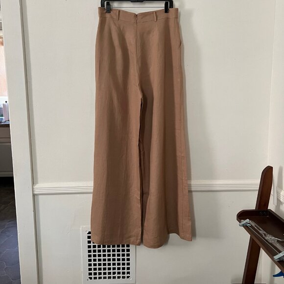 ANTHROPOLOGIE x RUMER LINEN PALAZZO PANTS WARM CAMEL SIZE L* ( MUST READ ) - Picture 2 of 13